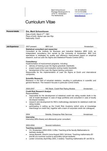 Eigentijds cv - IBIS UvA