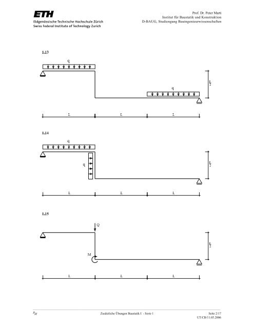 zusätzliche übungen baustatik i - Institut für Baustatik und Konstruktion