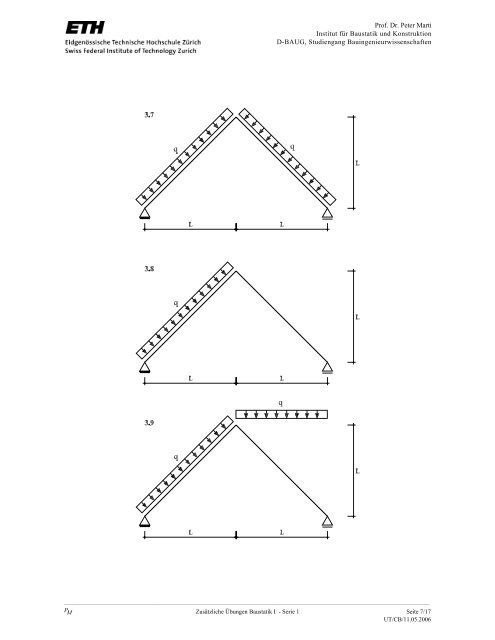 zusätzliche übungen baustatik i - Institut für Baustatik und Konstruktion