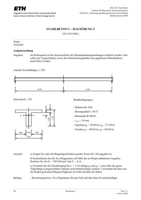 stahlbeton i - hausübung 2 - Institut für Baustatik und Konstruktion