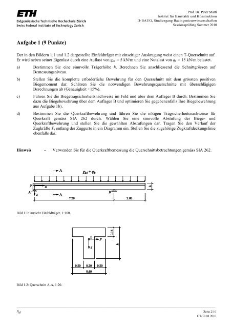 Prüfung Sommer 2010 - Institut für Baustatik und Konstruktion