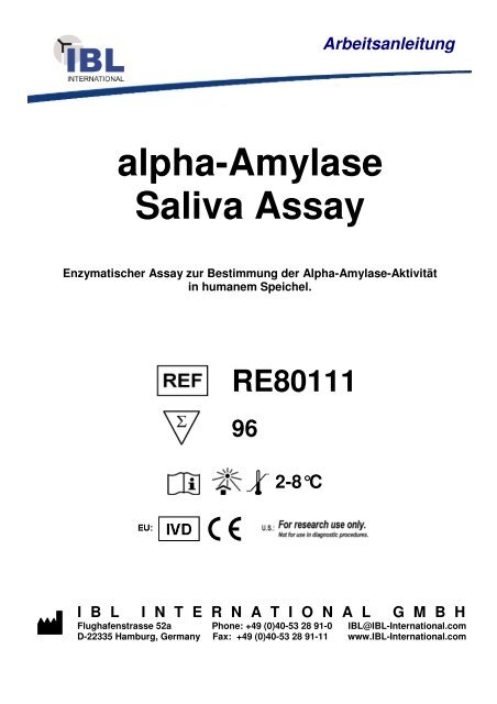 Arbeitsanleitung alpha-Amylase Saliva Assay - IBL international