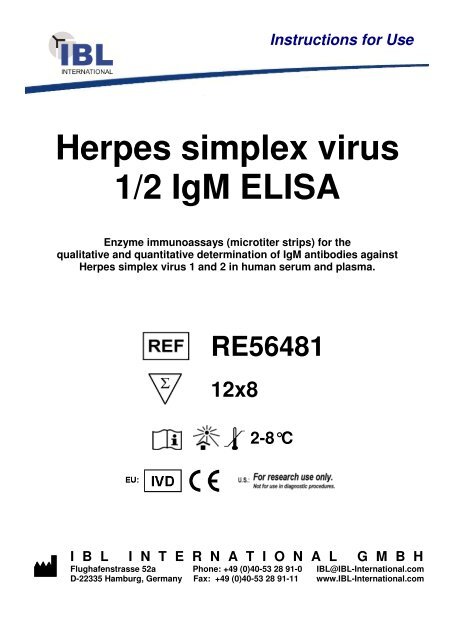 Herpes simplex virus 1/2 IgM ELISA - IBL international