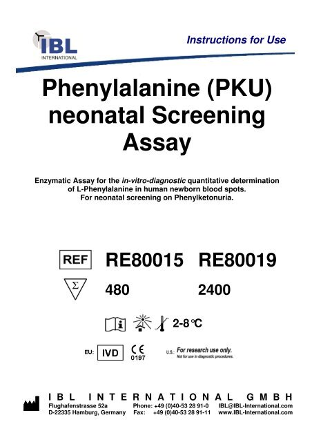 Phenylalanine (PKU) neonatal Screening Assay - IBL international