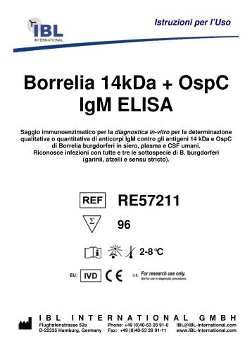 Borrelia 14kDa + OspC IgM ELISA - IBL international
