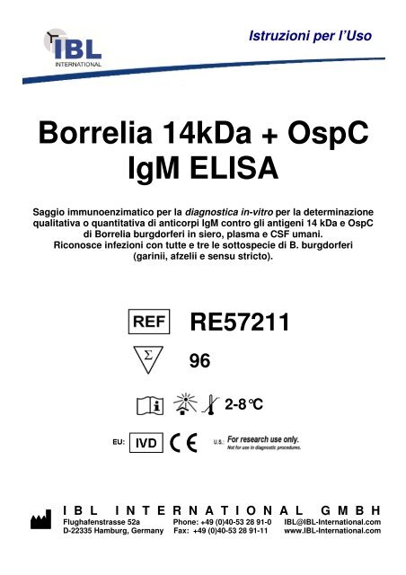 Borrelia 14kDa + OspC IgM ELISA - IBL international