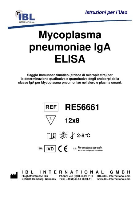 Mycoplasma pneumoniae IgA ELISA - IBL international