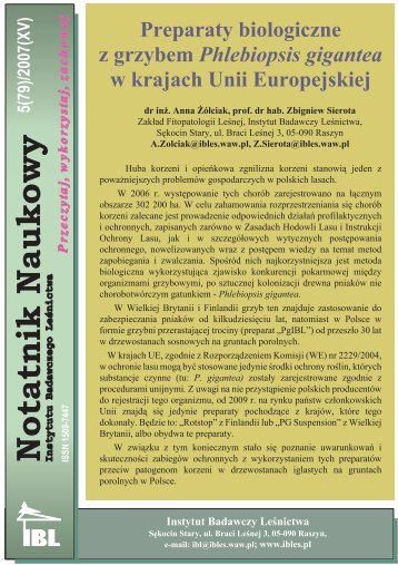 Notatnik_5(79) - Instytut Badawczy Leśnictwa