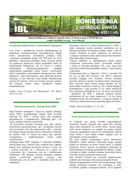 Instytut Badawczy Leśnictwa, Sękocin Stary, ul. Braci Leśnej 3, 05 ...