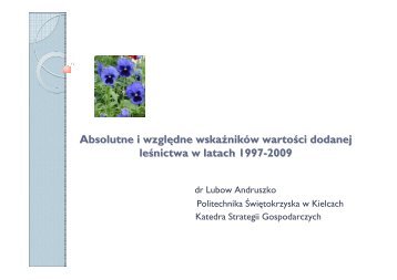 Absolutne i względne wskaźników wartości dodanej leśnictwa w ...
