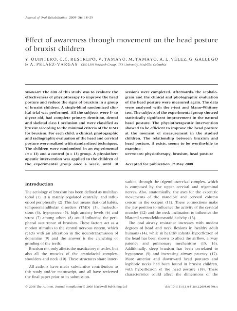 Effect of awareness through movement on the head posture ... - IBMC