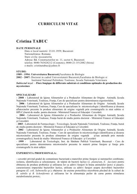 CURRICULUM VITAE Cristina TABUC - IBNA