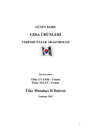 GIDA ÃRÃNLERÄ° Ãlke MasalarÄ± II Dairesi - Ä°hracat Bilgi Platformu