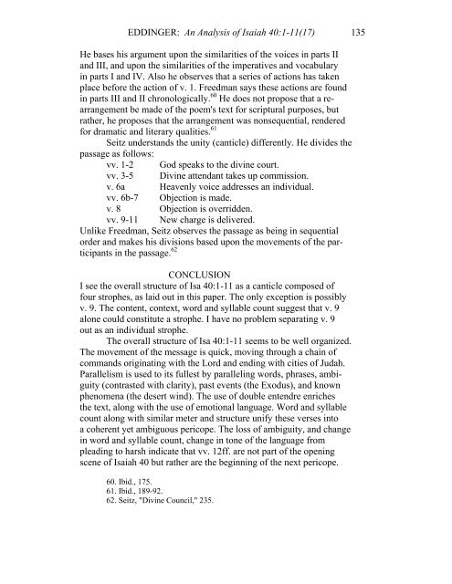 An Analysis of Isaiah 40:1-11(17) - Institute for Biblical Research