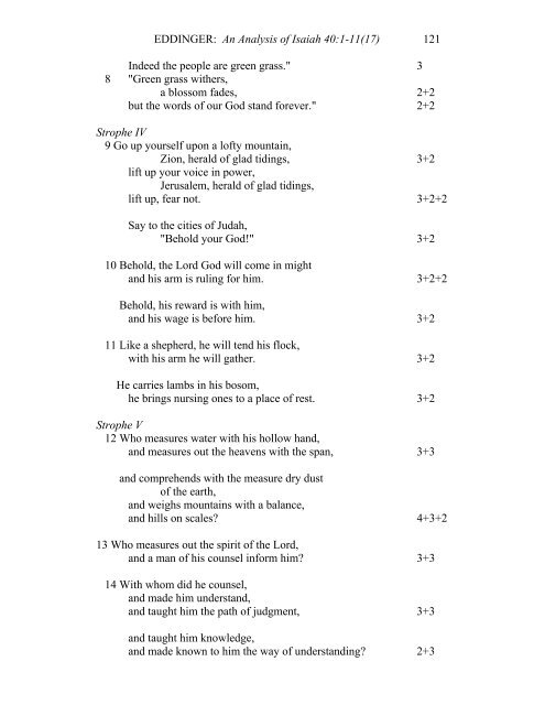 An Analysis of Isaiah 40:1-11(17) - Institute for Biblical Research