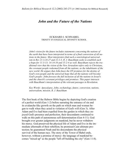 John and the Future of the Nations - Institute for Biblical Research