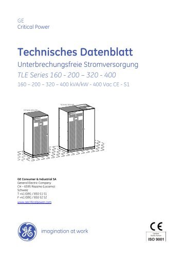 Technische Daten TLE 160-400 kVA Serie - GE Industrial Solutions