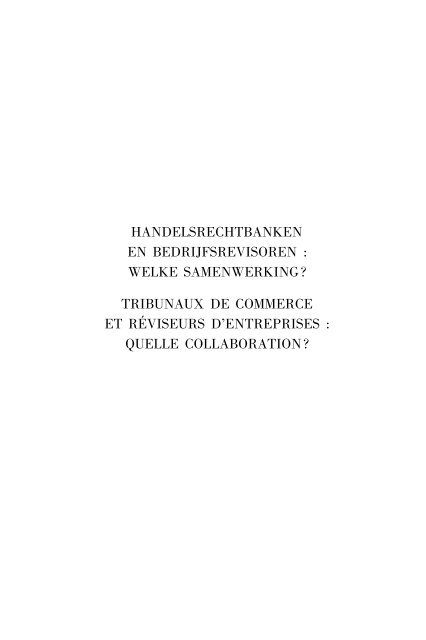 tribunaux de commerce et rÃ©viseurs d'entreprises : quelle colla - IBR