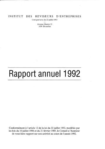 Rapport annuel 1992.pdf - IBR