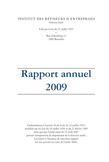 Rapport annuel 2009 - IBR