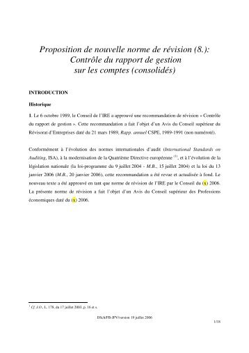 Proposition de nouvelle norme de rÃ©vision_Controle du rapport - IBR