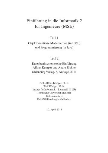 Objektorientierte Modellierung (in UML) - Lehrstuhl fÃ¼r ...