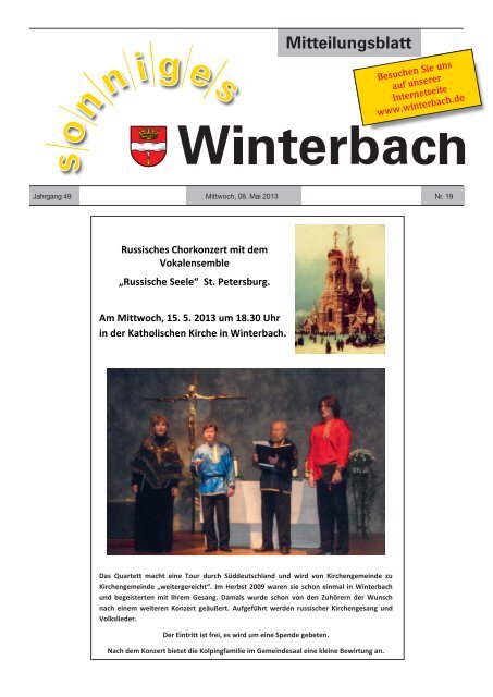 Mitteilungsblatt KW 19/2013 - Gemeinde Winterbach