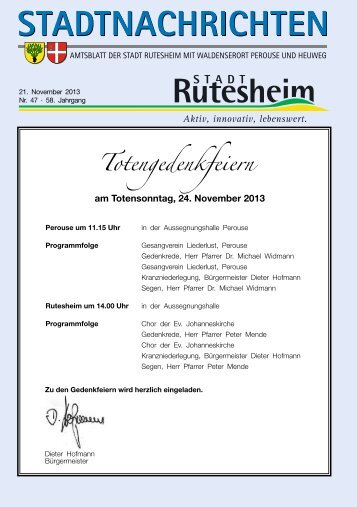 Ausgabe Nr. 47 vom 21. November 2013, Teil I - Rutesheim