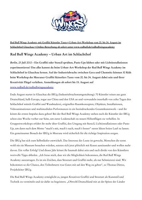 Red Bull Wings Academy â Urban Art im Schlachthof - IBUg