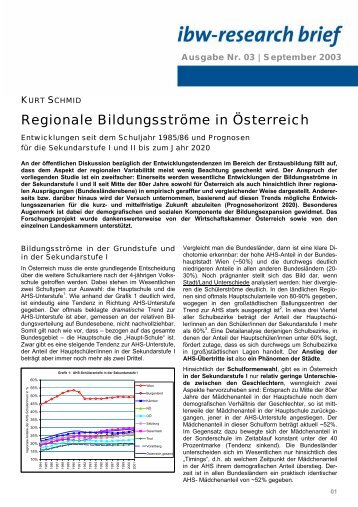 Regionale BildungsstrÃ¶me in Ãsterreich - ibw