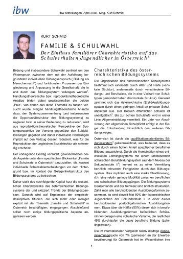 FAMILIE & SCHULWAHL - ibw