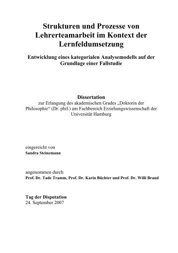 Strukturen und Prozesse von Lehrerteamarbeit im Kontext der ...