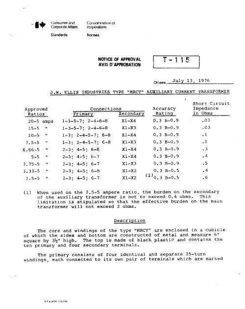 T-0115 JW Ellis Industries 1976/07/13 JW Ellis Industries