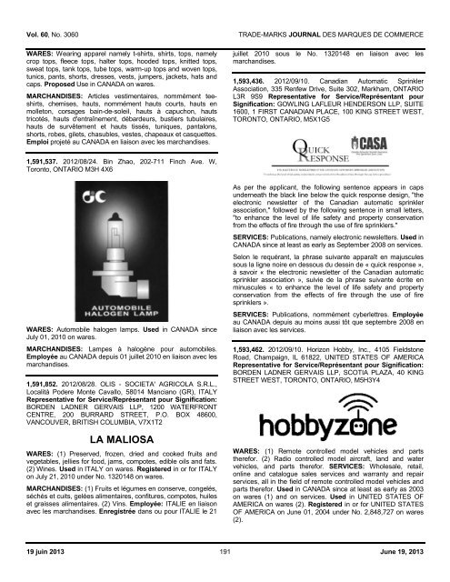 19 juin 2013 — Vol. 60, No. 3060 June 19, 2013 ... - Industrie Canada