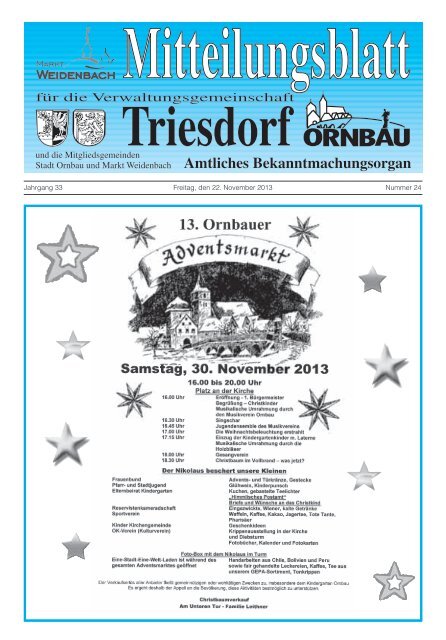 Mitteilungsblatt Nr. 24 vom 22.11.2013 - Markt Weidenbach
