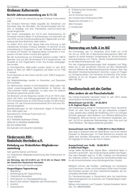 Mitteilungsblatt Nr. 24 vom 22.11.2013 - Markt Weidenbach