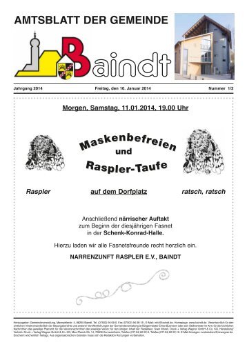 Das Amtsblatt vom 10.01.2014 ist online - Baindt