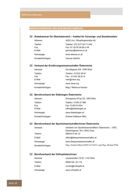 HILFREICHE ADRESSEN - Netzwerk Gesunde Gemeinde - Land ...