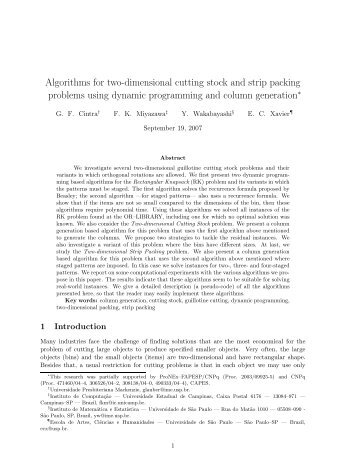 Algorithms for two-dimensional cutting stock and strip packing ...