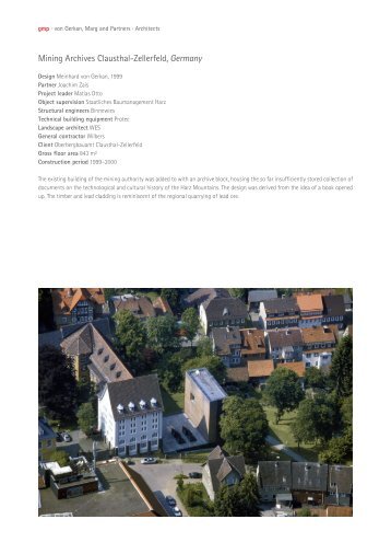 Mining Archives Clausthal-Zellerfeld, Germany - gmp Architekten ...