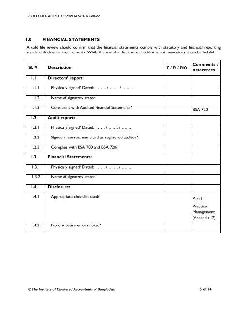 COLD FILE AUDIT COMPLIANC