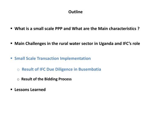 implementation of a ppp transaction in the rural water sector in uganda