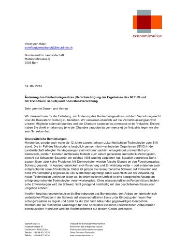 Vorab per eMail: schriftgutverwaItungt@bIw ... - Economiesuisse