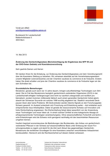 Vorab Per Mail Original Per Post Formulierung Vorab per eMail: schriftgutverwaItungt@bIw - Economiesuisse