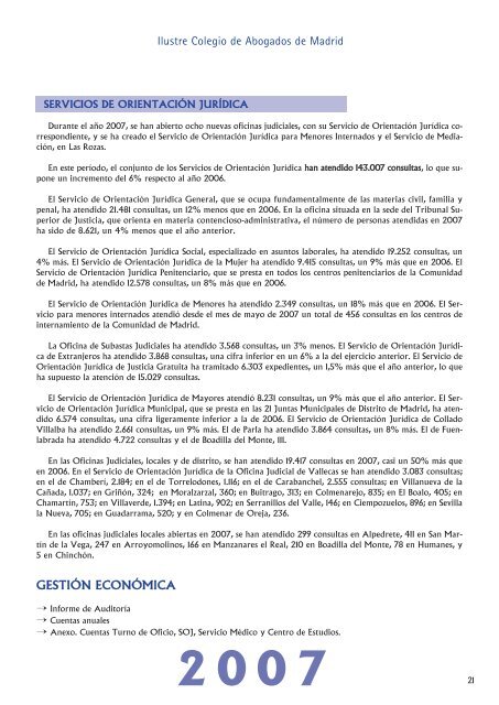 MEMORIA 2007 - Ilustre Colegio de Abogados de Madrid