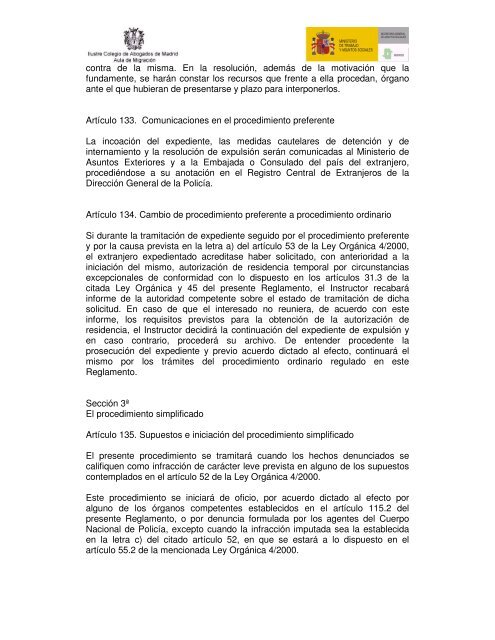 Borrador de reglamento de la Ley OrgÃ¡nica 4/2000, de 11 de enero ...