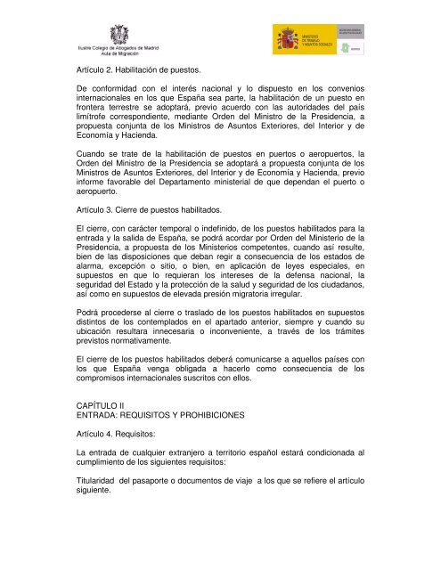 Borrador de reglamento de la Ley OrgÃ¡nica 4/2000, de 11 de enero ...