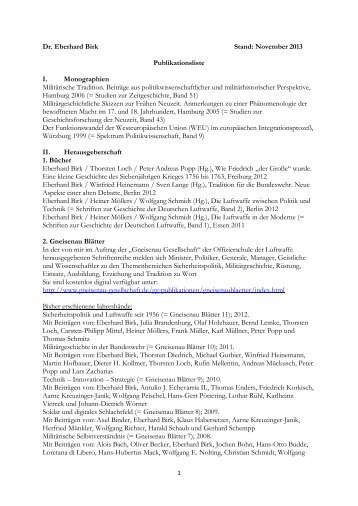 Dr. Eberhard Birk Stand: November 2013 Publikationsliste I ...