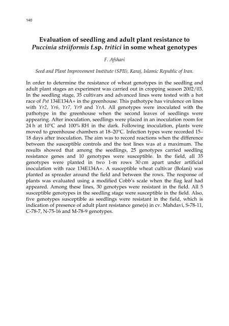 Meeting the Challenge of Yellow Rust in Cereal Crops - ICARDA