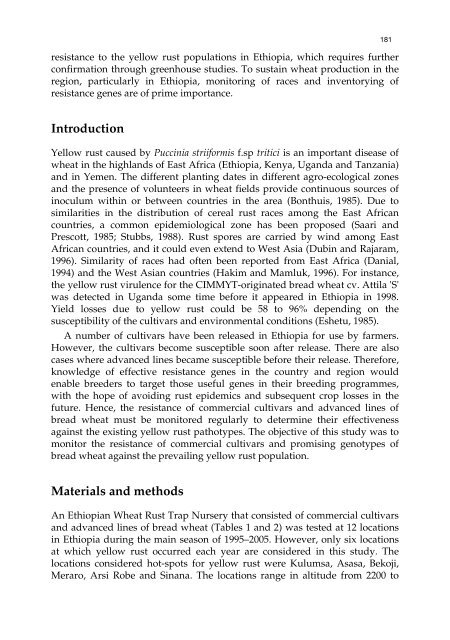 Meeting the Challenge of Yellow Rust in Cereal Crops - ICARDA